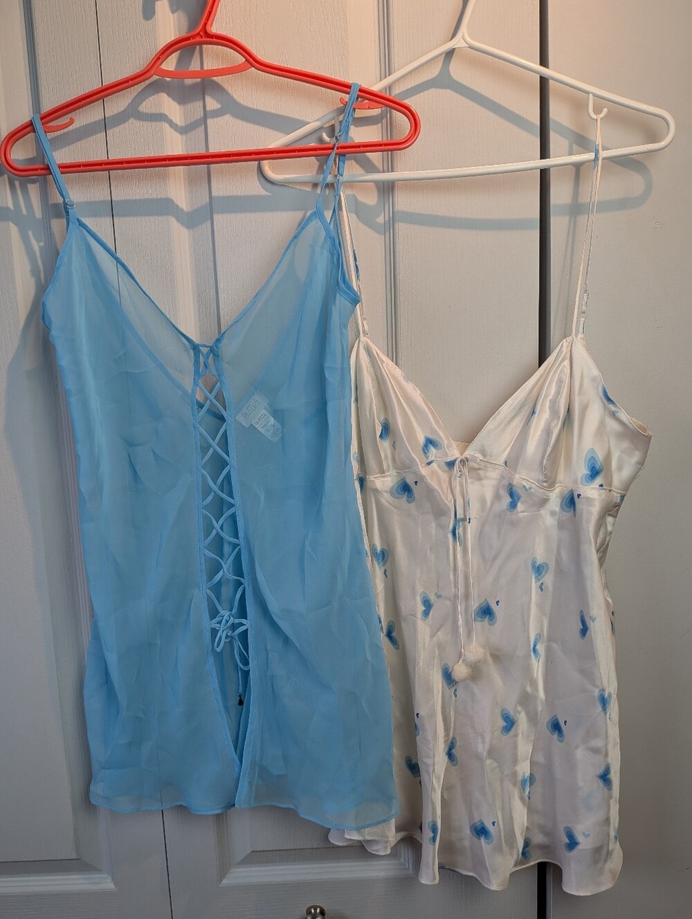 BUNDLE Y2K LA SENZA 2 Top Babydoll Sleepwear Size XL Women Vintage Blue White